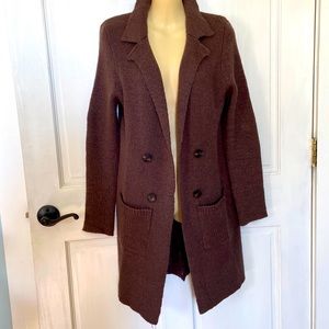 Sugar Rain Long Brown Knit Cardigan Sweater Size Small